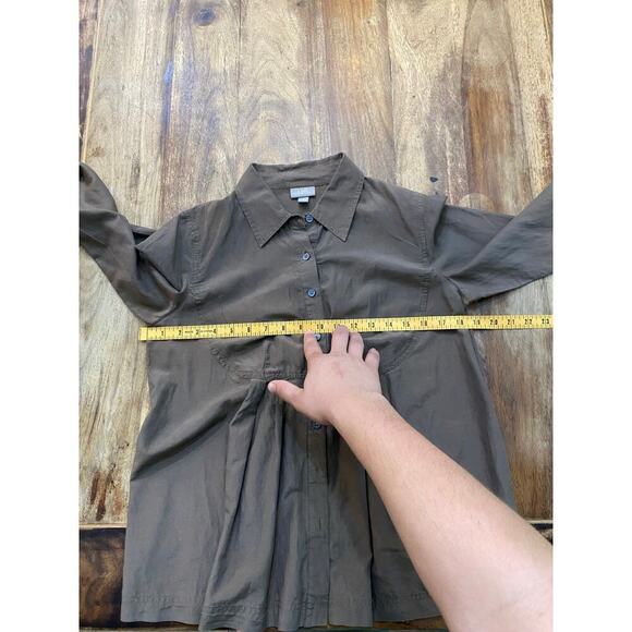 J.Jill Brown Pleated Button Up Classic Tunic Top Size Small - Picture 5 of 5